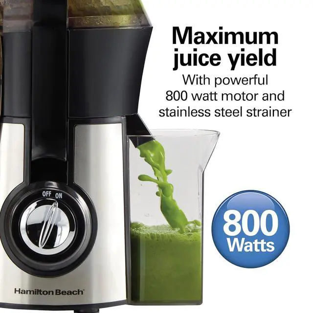 Alt view image 4 of 7 - Hamilton Beach Juicer Machine, Big Mouth 3 Feed Chute for Whole Fruits and Vegetables, Easy to Clean, Centrifugal Extractor, Vegetable & Fruit Juicer, BPA Free, 800W Motor, Stainless Steel