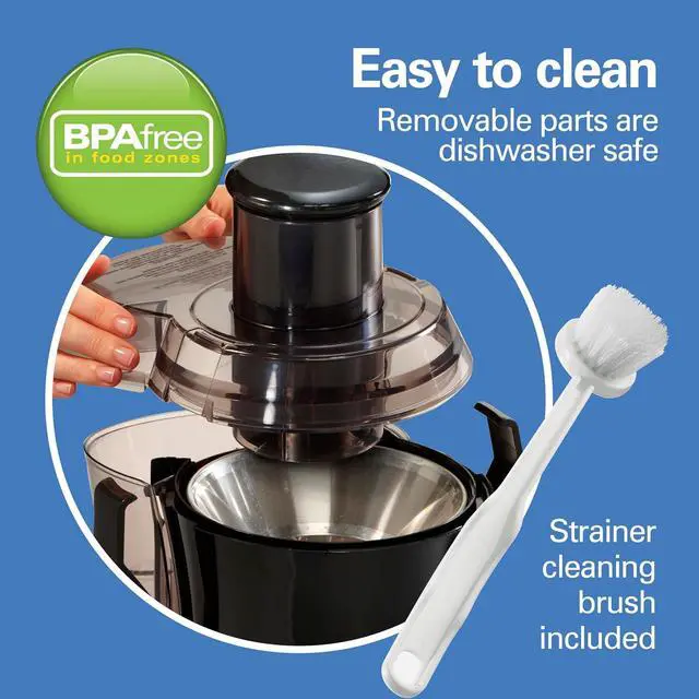 Alt view image 5 of 7 - Hamilton Beach Juicer Machine, Big Mouth 3 Feed Chute for Whole Fruits and Vegetables, Easy to Clean, Centrifugal Extractor, Vegetable & Fruit Juicer, BPA Free, 800W Motor, Stainless Steel