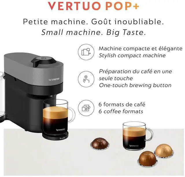 Alt view image 7 of 7 - Nespresso Vertuo Pop+ Coffee and Espresso Maker by Breville, Dark Grey