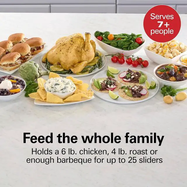 Alt view image 5 of 7 - Hamilton Beach 6 Quart Double Dish Slow Cooker, Cooks 2 Meals At Once | Dual 2.5 Quart Nonstick Insert | 3 Heat Settings | Serves 7+ | Dishwasher Safe Stoneware Crock & Glass Lid | Black | 33569