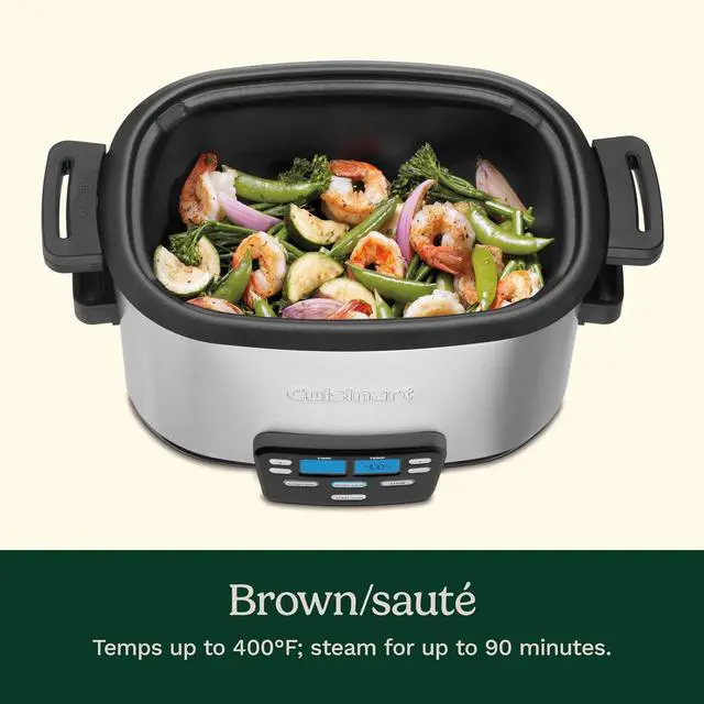 Alt view image 4 of 6 - Cuisinart 3-In-1 Cook Central 6-Quart Multi-Cooker: Slow Cooker, Brown/Saute, Steamer, MSC-600 NAS, Silver