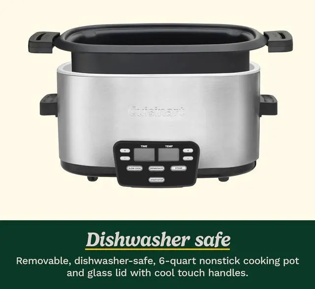 Alt view image 5 of 6 - Cuisinart 3-In-1 Cook Central 6-Quart Multi-Cooker: Slow Cooker, Brown/Saute, Steamer, MSC-600 NAS, Silver