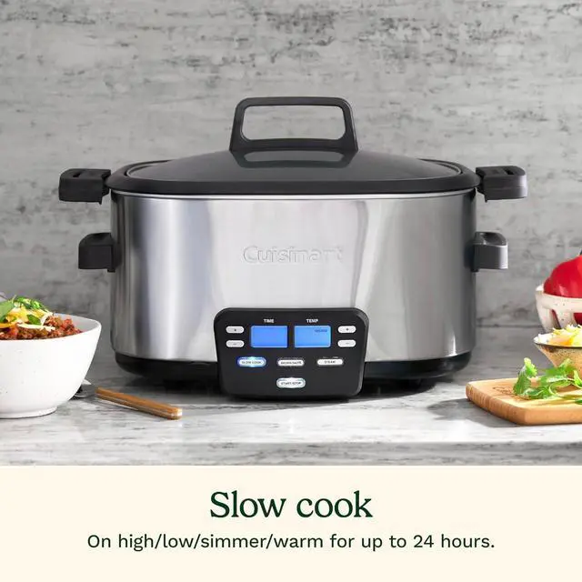 Alt view image 3 of 6 - Cuisinart 3-In-1 Cook Central 6-Quart Multi-Cooker: Slow Cooker, Brown/Saute, Steamer, MSC-600 NAS, Silver