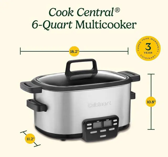 Alt view image 6 of 6 - Cuisinart 3-In-1 Cook Central 6-Quart Multi-Cooker: Slow Cooker, Brown/Saute, Steamer, MSC-600 NAS, Silver