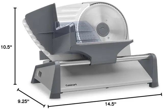 Alt view image 5 of 5 - Cuisinart Kitchen Pro Food Slicer, Meat Slicer with Slice Control Knob Adjusts from 1/32" to 1/2" to Slice Bread, Roasts, and Firm Cheeses, Removable 7.5" Stainless Steel Cutting Blade, FS-75, Gray