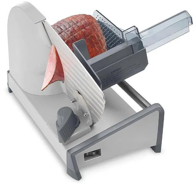 Alt view image 4 of 5 - Cuisinart Kitchen Pro Food Slicer, Meat Slicer with Slice Control Knob Adjusts from 1/32" to 1/2" to Slice Bread, Roasts, and Firm Cheeses, Removable 7.5" Stainless Steel Cutting Blade, FS-75, Gray