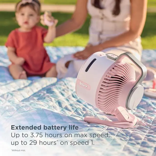 Alt view image 5 of 7 - All-New Shark FlexBreeze HydroGo Pro Fan, Indoor & Outdoor Powerful Cooling Fan with Dry-Touch Mist, Portable Cordless & Corded, Long Battery Runtime, 5 Speeds, Sky, FA056BL (2026 Release)