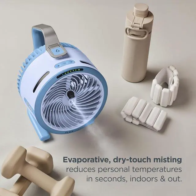 Alt view image 7 of 7 - All-New Shark FlexBreeze HydroGo Pro Fan, Indoor & Outdoor Powerful Cooling Fan with Dry-Touch Mist, Portable Cordless & Corded, Long Battery Runtime, 5 Speeds, Sky, FA056BL (2026 Release)