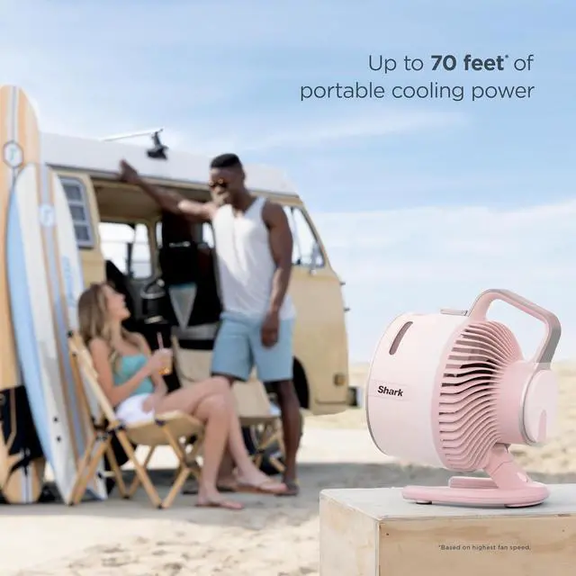Alt view image 3 of 7 - Shark FlexBreeze HydroGo FanUltra-powerful portable fan with indoor + outdoor mist. Corded & cordless, 5 speeds, evaporative misting, Grey, FA052