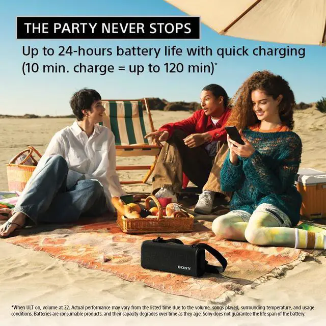 Alt view image 5 of 7 - Sony ULT Field 3 Wireless Portable Bluetooth Speaker, IP67 Waterproof, Dustproof, Rustproof, and Shockproof with Enhanced Bass, 24 Hour Battery and Shoulder Strap (SRSULT30W), Off White