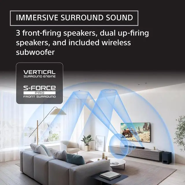 Alt view image 4 of 7 - Sony BRAVIA Theater Bar 6 3.1.2ch Home Theater Soundbar with Wireless Sub | Dual up-firing speakers, Dolby Atmos & DTS:X Surround Sound, Bluetooth, Center Channel for Clear Dialogue, HT-B600