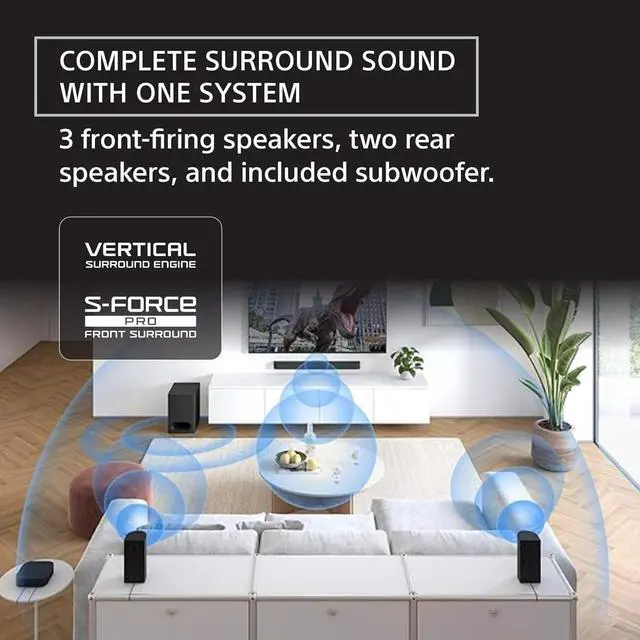 Alt view image 4 of 7 - Sony BRAVIA Theater System 6 5.1ch Soundbar with Subwoofer & Rear Speakers | Dolby Atmos & DTS:X Surround Sound Home Theater, Bluetooth, Center Channel for Clear Dialogue, Multi Stereo, HT-S60