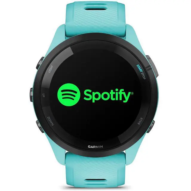 Alt view image 7 of 7 - Garmin Forerunner 265 Running GPS Smartwatch, AMOLED Display, 46mm, Aqua/Black, 010-02810-02 - Bundle w/Deco Essentials 26-Month CPS Plan