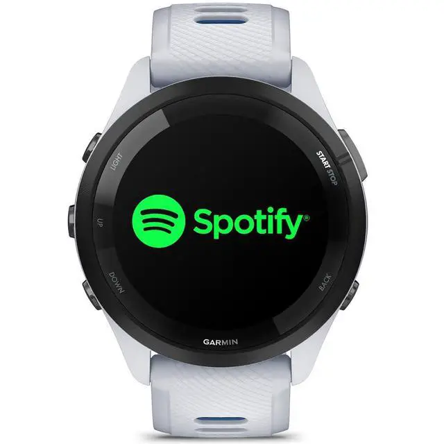 Alt view image 7 of 7 - Garmin Forerunner 265 Running GPS Smartwatch, AMOLED Display, 46mm, Whitestone/Tidal Blue, 010-02810-01 - Bundle w/Deco Essentials 26-Month CPS Plan