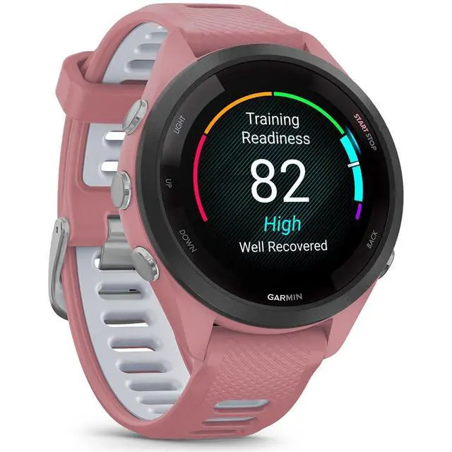 Alt view image 4 of 7 - Garmin Forerunner 265S Running GPS Smartwatch, AMOLED Display, 42mm, Light Pink/Whitestone, 010-02810-05 - Bundle w/Deco Essentials 26-Month CPS Plan