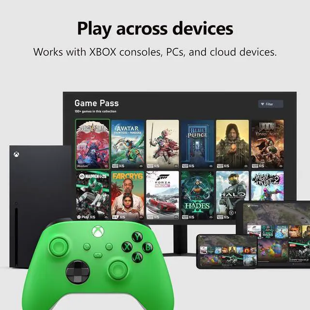 Alt view image 6 of 7 - Xbox Wireless Gaming Controller | Velocity Green | Console, PC, & Cloud Devices | Textured Grip | Wireless, Bluetooth, USB-C Connectivity