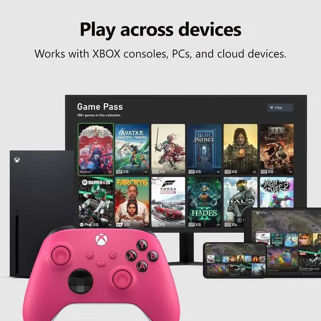 Alt view image 6 of 7 - Xbox Wireless Gaming Controller | Deep Pink | Console, PC, & Cloud Devices | Textured Grip | Wireless, Bluetooth, USB-C Connectivity