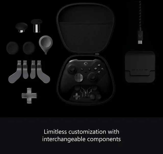 Alt view image 2 of 7 - Xbox Wireless Gaming Controller | Elite Series 2 | Black | Console, PC, and Cloud Devices | Adjustable Thumbsticks | Trigger Locks