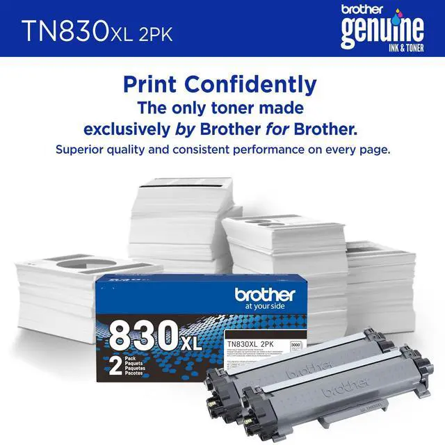 Alt view image 4 of 7 - Brother Genuine TN830XL 2PK Black High Yield Printer Toner Cartridge 2-Pack Print up to 3,000 Pages Each(1) | Genuine Brother TN830XL, Up to 3, 000 Pages per Cartridge