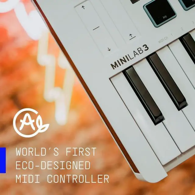 Alt view image 6 of 6 - Arturia MiniLab 3 - Universal MIDI Controller for Music Production, with All-in-One Software Package - 25 Keys, 8 Multi-Color Pads - White (MiniLab 3 Only, Deep Black)