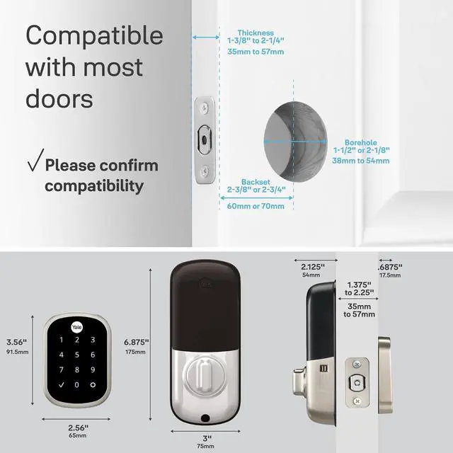 Alt view image 2 of 6 - Yale Key Free Touchscreen Deadbolt - Satin Nickel, YRD157-NR-619