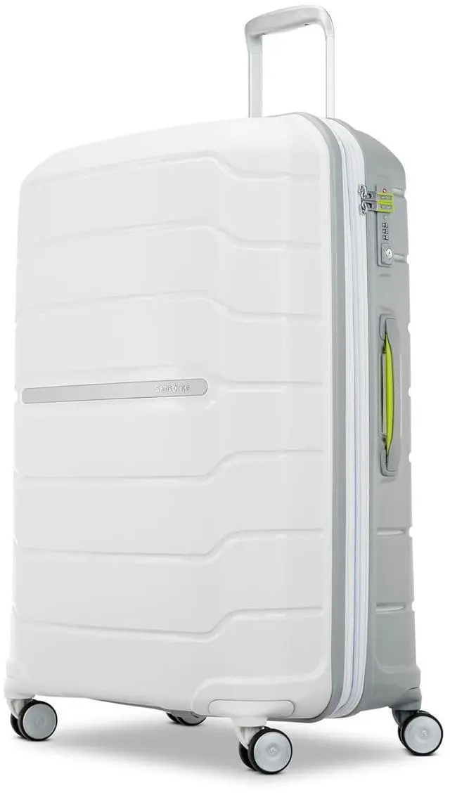 Main image of Samsonite Freeform 28-Inch Large Luggage with Dual 360° Spinner Wheels - Checked Suitcase - TSA Lock, Airline-Approved - Lightweight Durable Polypropylene Expandable Hardshell - White/Grey
