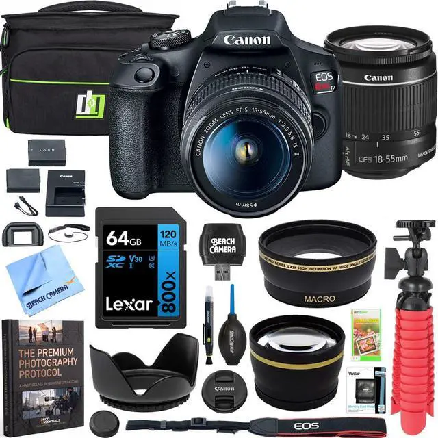 Main image of Canon EOS Rebel T7 DSLR Camera Bundle with EF-S 18-55mm is II Lens | 24.1MP, Wi-Fi, USA Warranty | Deco Gear Case, Double Battery, 64GB Card, Cleaning Kit & Mini Tripod