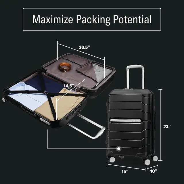 Alt view image 4 of 7 - Samsonite Freeform Hardside Carry-On Luggage with Spinner Wheels - Hardshell Suitcase - TSA, Airline-Approved - Expandable Hard Shell, Smooth Rolling Wheels for Lightweight Travel - Navy