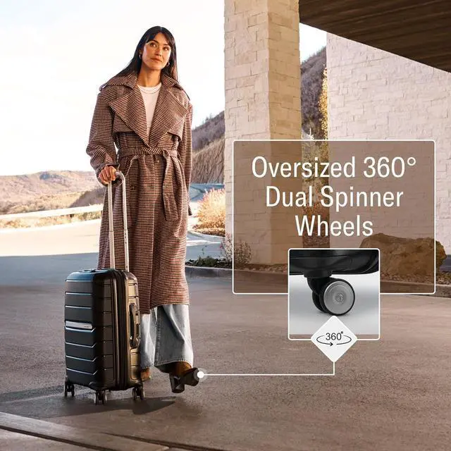 Alt view image 2 of 5 - Samsonite Freeform Large Checked Luggage with Dual 360° Spinner Wheels - TSA Lock, Airline-Approved - Lightweight Durable Polypropylene Expandable Hardshell - Black
