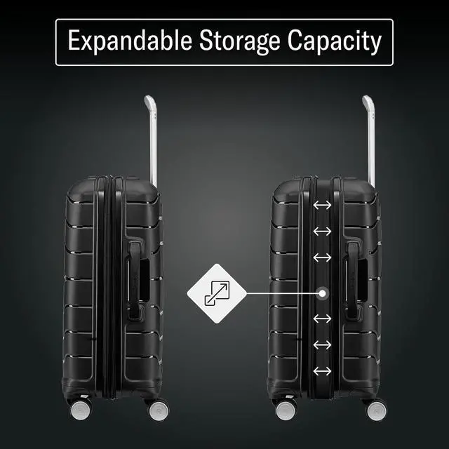 Alt view image 6 of 7 - Samsonite Freeform Hardside Carry-On Luggage with Spinner Wheels - Hardshell Suitcase - TSA, Airline-Approved - Expandable Hard Shell, Smooth Rolling Wheels for Lightweight Travel - White/Grey