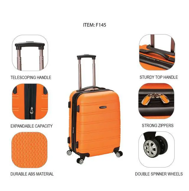 Alt view image 7 of 7 - Rockland Melbourne Hardside Expandable Spinner Wheel Luggage, Carry-On 20", Metallic