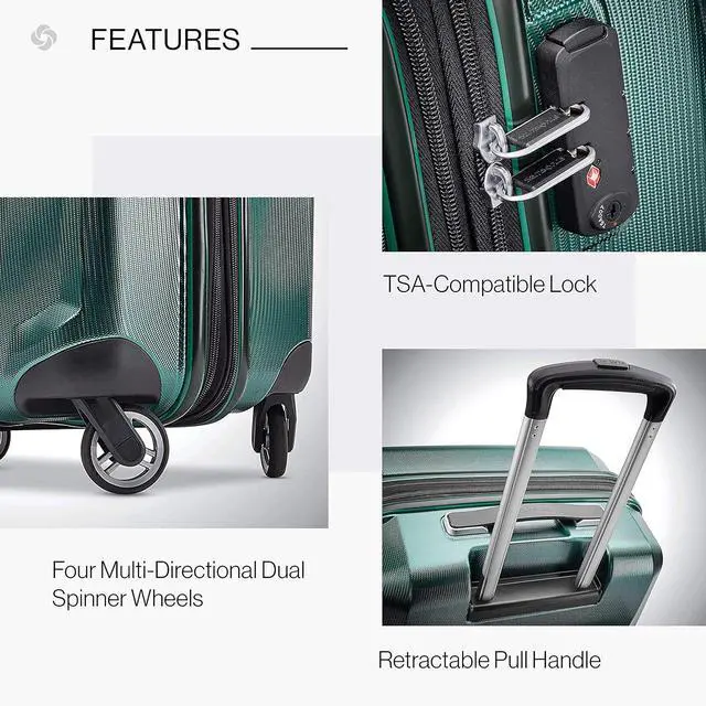 Alt view image 4 of 7 - Samsonite Winfield 3 DLX Hardside Expandable Luggage with Spinners, Checked-Large 28-Inch, Emerald