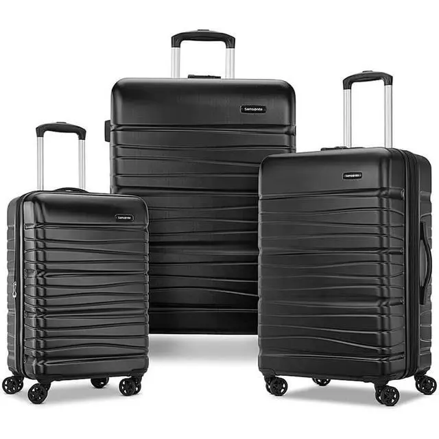 Alt view image 2 of 7 - Samsonite 145796-1027 Evolve SE 3 Piece Spinner Luggage Set, Bass Black Bundle with Deco Gear 10 Piece Luggage Accessory Kit
