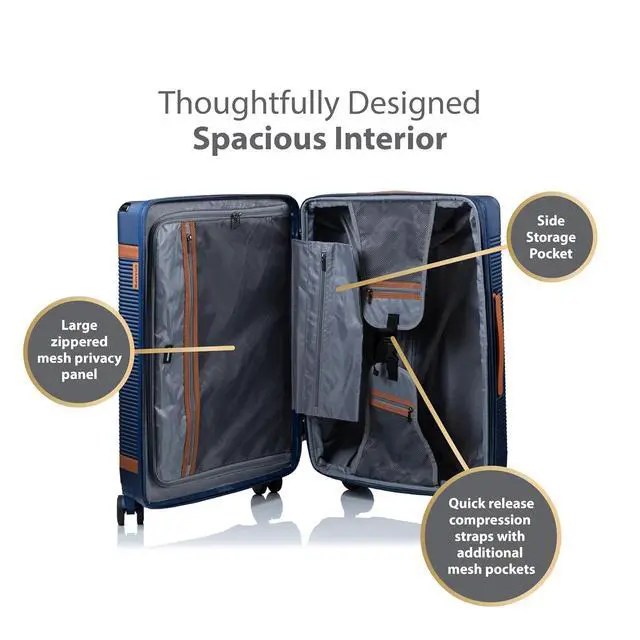 Alt view image 4 of 7 - CHAMPS 'VINTAGE III COLLECTION' 3-PIECE EXPANDABLE HARDSIDE SPINNER LUGGAGE SET WITH USB PORT (NAVY)