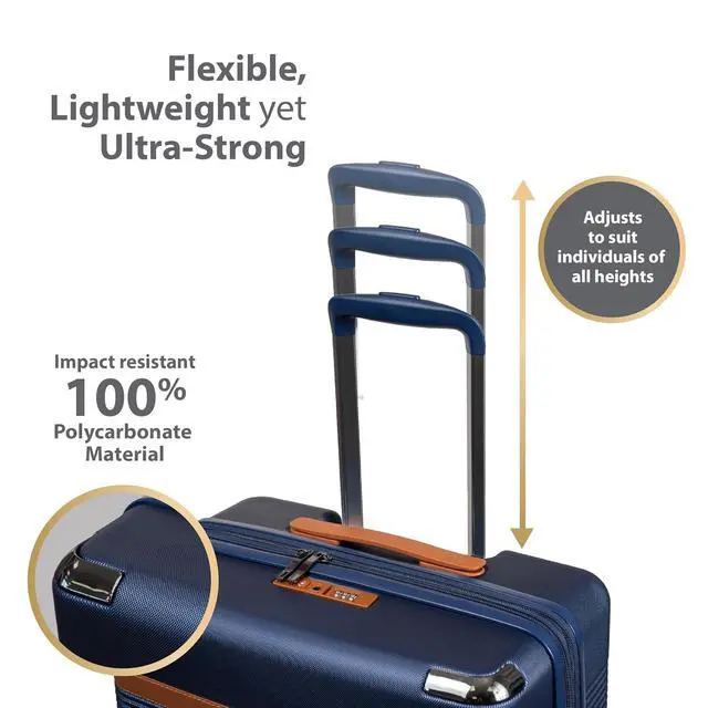 Alt view image 3 of 7 - CHAMPS 'VINTAGE III COLLECTION' 3-PIECE EXPANDABLE HARDSIDE SPINNER LUGGAGE SET WITH USB PORT (NAVY)
