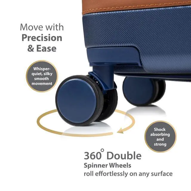 Alt view image 7 of 7 - CHAMPS 'VINTAGE III COLLECTION' 3-PIECE EXPANDABLE HARDSIDE SPINNER LUGGAGE SET WITH USB PORT (NAVY)