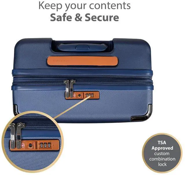 Alt view image 6 of 7 - CHAMPS 'VINTAGE III COLLECTION' 3-PIECE EXPANDABLE HARDSIDE SPINNER LUGGAGE SET WITH USB PORT (NAVY)