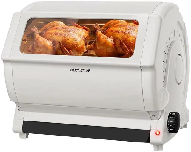 Main image of NutriChef Horizontal Rotating Shawarma Oven | Rotisserie, Shawarma & Kebab Machine | Includes Large 22.4 Quart Capacity, 3-Hour Timer & 6 Kebab Skewers | Ideal for Chicken,Turkey & Lamb | White
