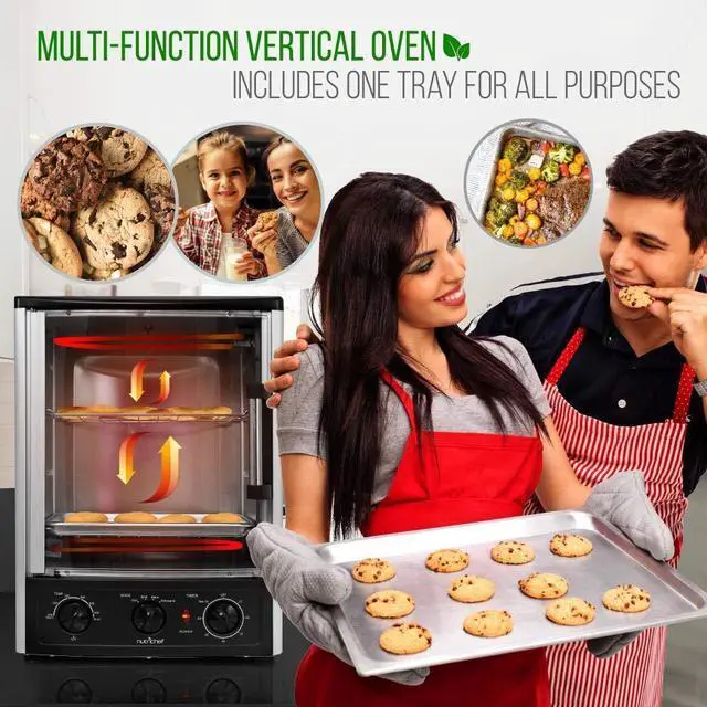 Alt view image 7 of 7 - NutriChef Multi-Function Rotisserie Countertop Oven | 24 Quart Vertical Glass Door Convection Oven, for Rotisserie Roasting & Broiling | Timer & Temperature Control | 13.4 x 12.2 x 18.9