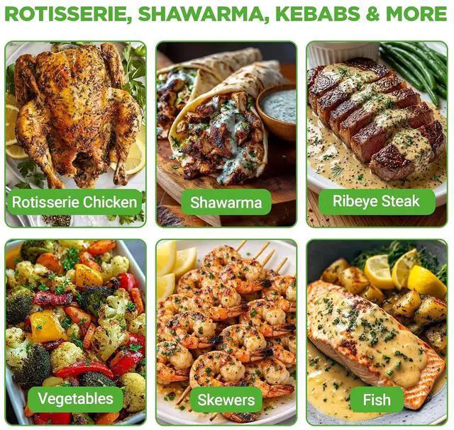 Alt view image 3 of 7 - NutriChef Horizontal Rotating Shawarma Oven | Rotisserie, Shawarma & Kebab Machine | Includes Large 22.4 Quart Capacity, 3-Hour Timer & 6 Kebab Skewers | Ideal for Chicken,Turkey & Lamb | White