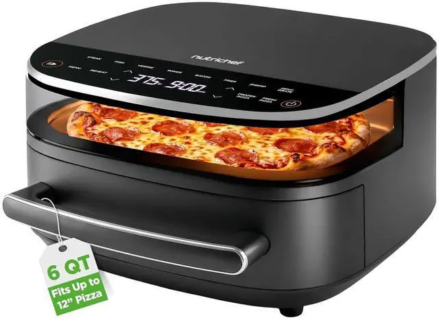 Main image of NutriChef 6 Quart Extra Large Air Fryer with 11-in-1 Cooking Presets | Extra-Large Basket Fits Up to 12 Pizza | Adjustable Temperature 450F & Timer Range | Dual Heat Source Technology | Grey