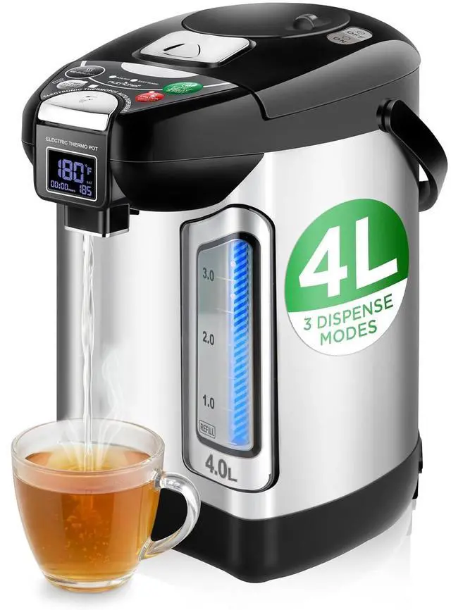 Main image of NutriChef Digital Water Boiler and Warmer - 4L/4.23 Qt Stainless Electric Hot Water Dispenser w/ LCD Display, Rotating Base, Keep Warm, Auto Shut Off, Safety Lock, Instant Heating for Coffee & Tea