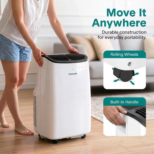 Alt view image 5 of 7 - SereneLife 8,000 BTU Portable Air Conditioner with Dehumidifier & Fan | Portable AC Unit with WiFi for Wide Area Climate Control | Compact Standing Air Conditioner with Window Kit