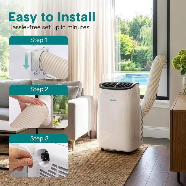 Alt view image 6 of 7 - SereneLife 8,000 BTU Portable Air Conditioner with Dehumidifier & Fan | Portable AC Unit with WiFi for Wide Area Climate Control | Compact Standing Air Conditioner with Window Kit