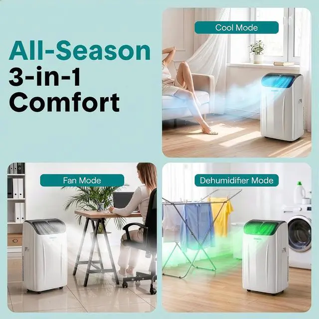 Alt view image 4 of 7 - SereneLife 12,000 BTU Portable Air Conditioner with Dehumidifier & Fan | Wi-Fi Enabled Portable AC Unit for Wide Area Climate Control | Compact Standing Air Conditioner with Window Kit