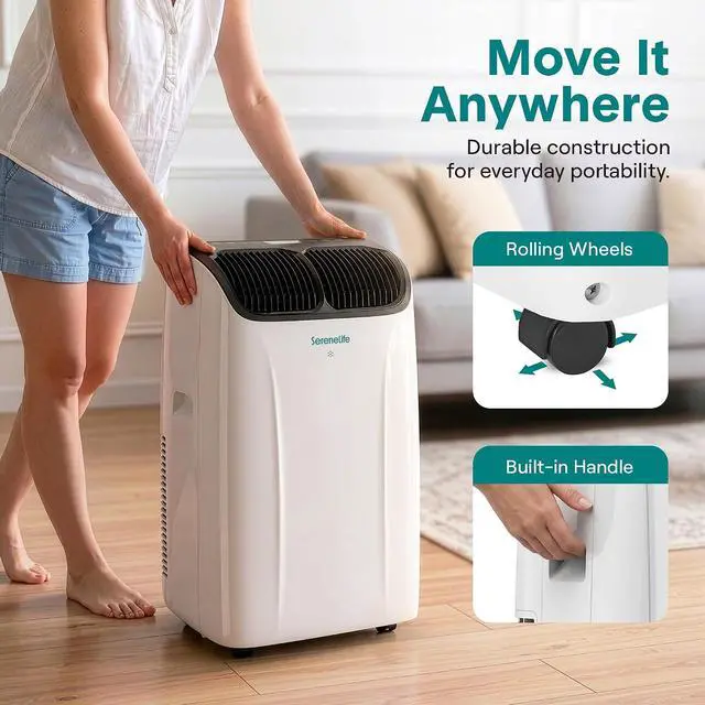 Alt view image 5 of 7 - SereneLife 12,000 BTU Portable Air Conditioner with Dehumidifier & Fan | Wi-Fi Enabled Portable AC Unit for Wide Area Climate Control | Compact Standing Air Conditioner with Window Kit