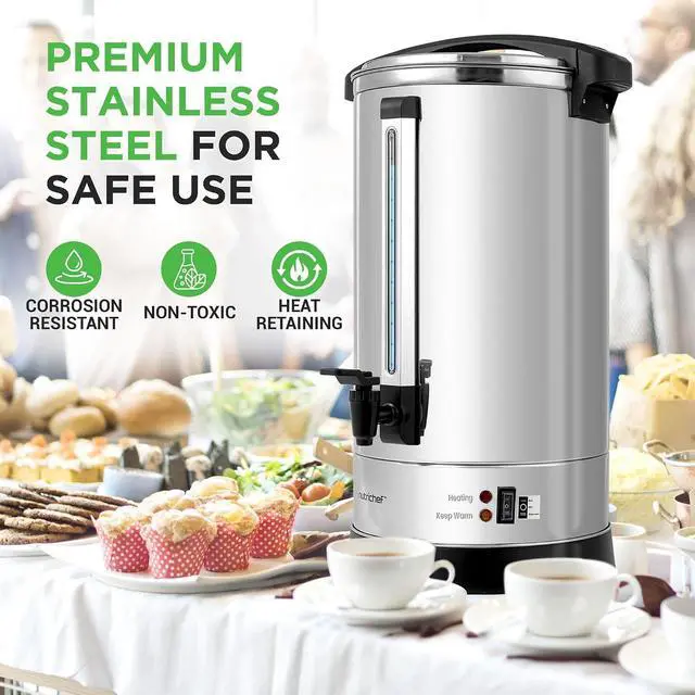 Alt view image 6 of 7 - NutriChef Water Boiler and Hot Water Dispenser, 19L Electric Beverage Dispenser with Safety Lock Lid, Non-Drip Tap, Warm Function, Food Grade Stainless Steel, Home & Commercial Use, 19"x9"x9", Silver