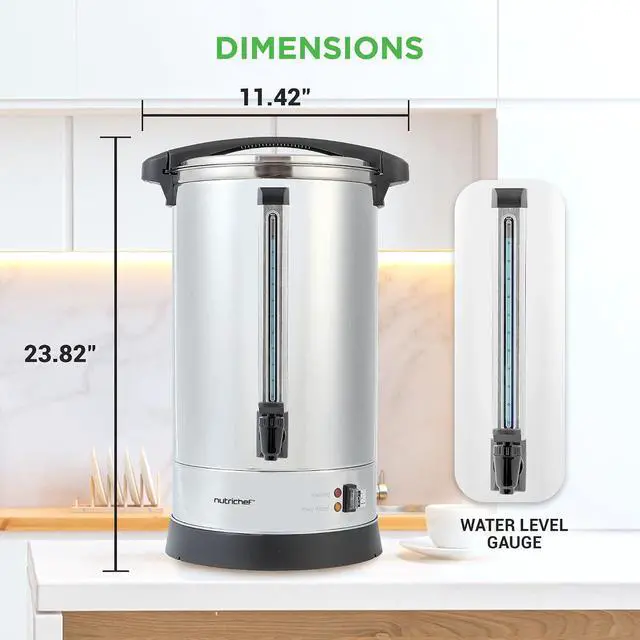 Alt view image 7 of 7 - NutriChef Water Boiler and Hot Water Dispenser, 19L Electric Beverage Dispenser with Safety Lock Lid, Non-Drip Tap, Warm Function, Food Grade Stainless Steel, Home & Commercial Use, 19"x9"x9", Silver