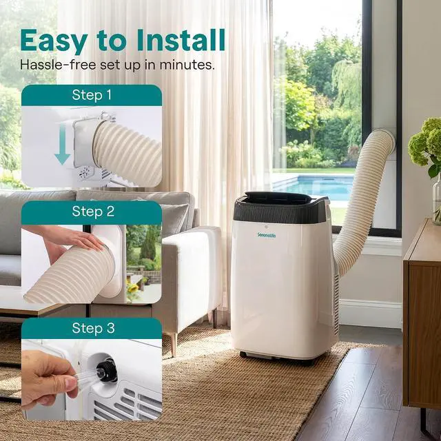 Alt view image 6 of 7 - SereneLife Portable Air Conditioner 10000 BTU With WIFI | 3-in-1 Cooling, Fan and Dehumidifier | 24-H Timer up to 450 sq ft Coverage | AC Unit for Bedroom, Home & Office | Window Kit & Remote