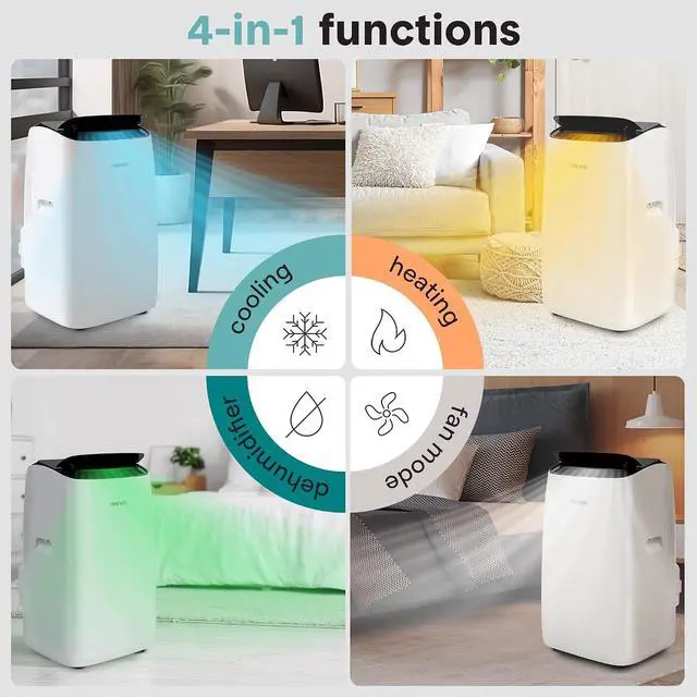 Alt view image 5 of 7 - SereneLife 14,000 BTU Dual Hose Portable Inverter Air Conditioner, Smart Cooling Heating with WiFi, Ultra Quiet, Energy Efficient, For Bedrooms, Living Spaces & Offices, 650 Sq. Ft. Coverage